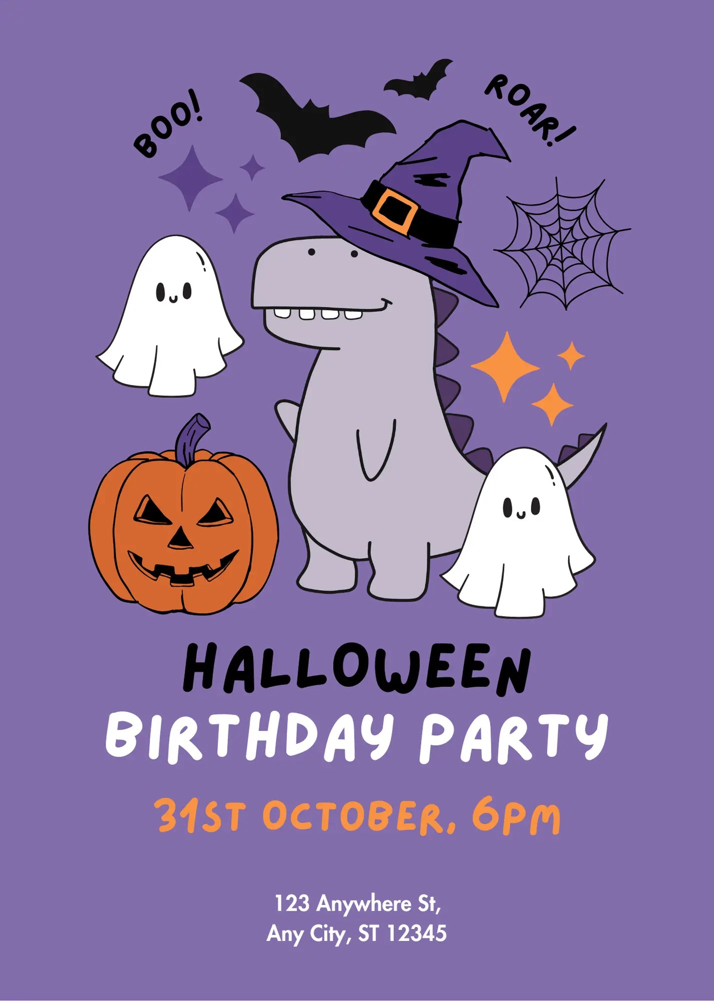 Purple Cute Illustrative Halloween